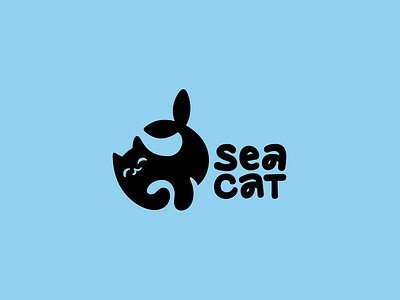 Sea cat cat character fish logo logotype minimalism sea