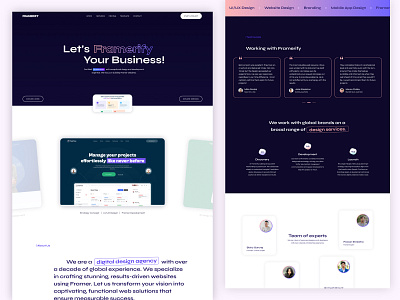 Framerify - Design Agency Website agency agency website branding design design as sass design subscriptions digital design agency framer framer agency logo noocode responsive design ui web design webflow website development white label service agency