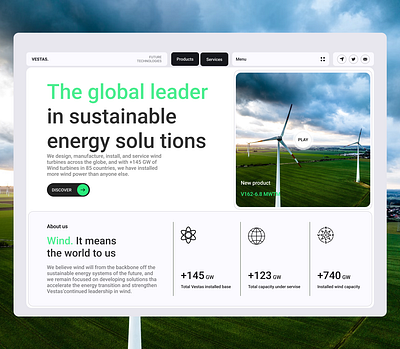 Leading clean electric energy - Web App ui