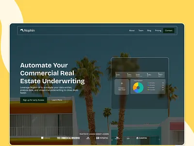 Nophin Commercial Real Estate Underwriting agency website best ui design commercial real estate dare2share hero section housing illustration investment landingpagedesign logo real estate ui ui design website design website hero