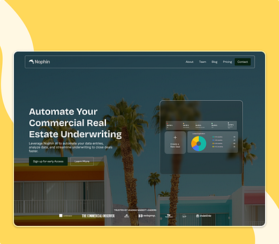 Nophin Commercial Real Estate Underwriting agency website best ui design commercial real estate dare2share hero section housing illustration investment landingpagedesign logo real estate ui ui design website design website hero