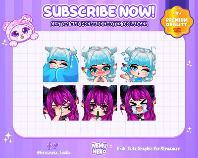 💜CUSTOM CHIBI CUTE EMOTES💜