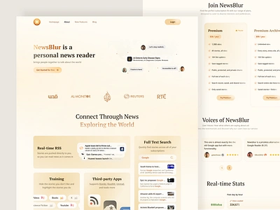 NewsBlur news reader landing page feed reader feedly figma inoreader landing page landing page ui new reader newsblur rss tech ui web website