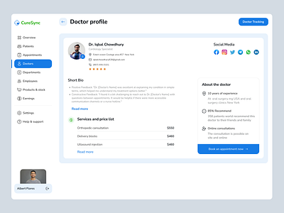 Admin Dashboard - Doctor Profile admin dashboard admin dashboard ui crm dashboard dark design dashboard dashboard responsive doctor profile doctor view medical dashboard medical management modern design modern ui profile saas dashboard ui ui design uiux design webapp website design