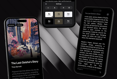 Soma Reader | Reader app book dark mobile reader settings ui