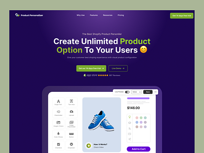 Product Personalizer UI Landing Page app design design landindpage landingpage saas saaslandingpage saasui ui ui design ui trend uiux ux ux design web design