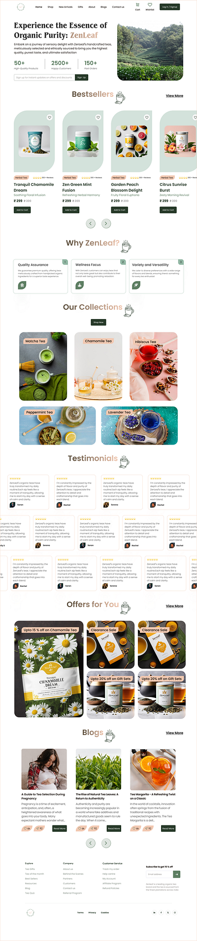 Organic Tea Brand's Landing Page - UI Design branding design illustration ui ux