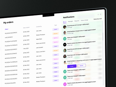 Design of Notification System in CRM app application crm experience interface notification notifications order orders pop up project push saas table ui user ux