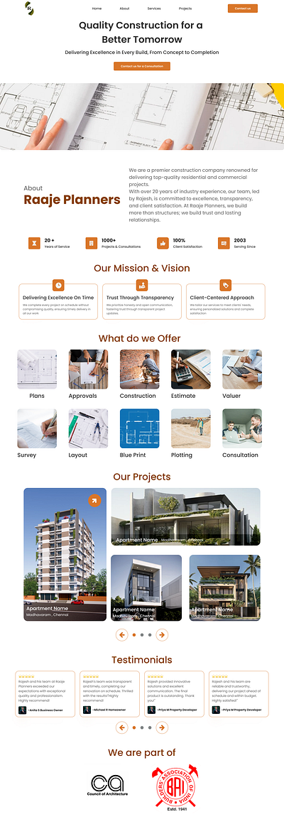 Construction Company's Landing Page - UI Design branding design graphic design illustration landing page typography ui