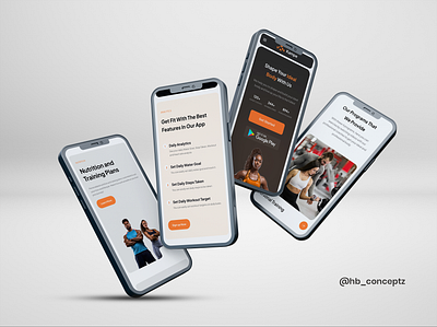 Mobile View of Fitness Landing Page fitness fitnessapp fitnesstracking gym landingpage productdesign tracking uidesign uidesigner uiux uxdesign uxdesigner workout