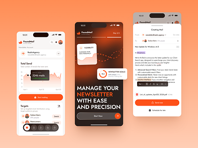FoundMail - AI Mobile App ai android app arounda design interface ios mobile mobile app mobile app design platform product design service startup ui uiux ux