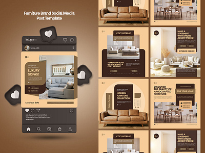 Furniture Brand Social Media Post Template branding flyer design furniture brand flyer graphic design social media template