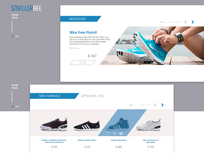 SmellerBee - blocks from the main screen online shop ui ux web design