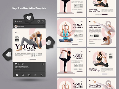 ONLINE YOGA SOCIAL MEDIA FLYER TEMPLATE branding flyer template graphic design yoga class flyer yoga classes