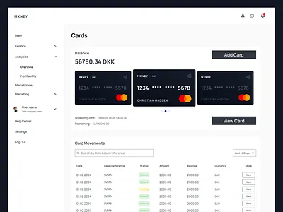 Mxney - cards app banking branding card design development finance fintech service page ui ux web