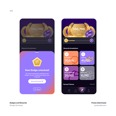 Badges and Rewards crypto product design ui ux design web3