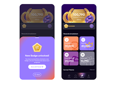 Badges and Rewards crypto product design ui ux design web3