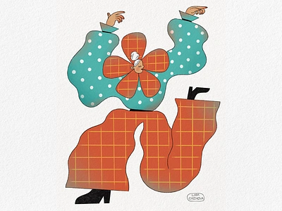 Dancing character character characterdesign clothes dance dancing dots illustration illustrator pattern polka dot