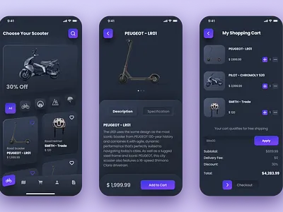 Scooter marketplace app branding design e commerce marketplace mobile mobile design rent service page ui ux