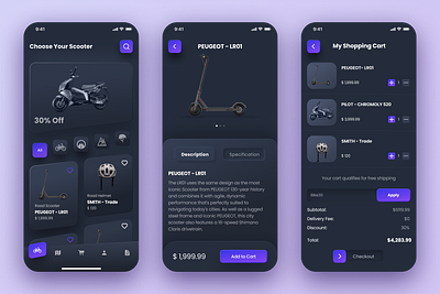 Scooter marketplace app branding design e commerce marketplace mobile mobile design rent service page ui ux