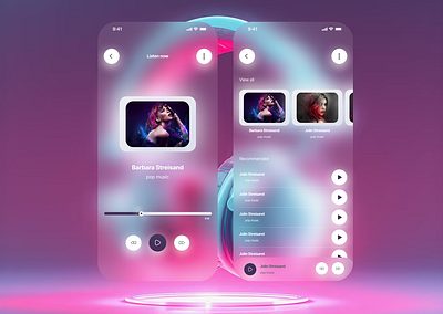 Glassmorphism design(Music) app branding design effect glass glassmorphism graphic design music newmorphism ui ux