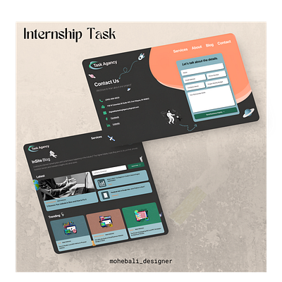 Internship Task - Blog & Contact us Page blog page contact page dark mode digital marketing agency english internship task ui uiux ux website