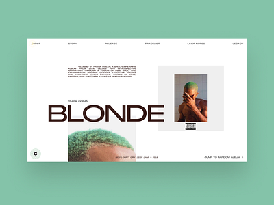CTC#019 - Blonde graphic design hero section music ui webdesign