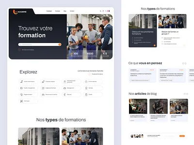LC Academie - Odoo Website Design belgium blue booking catalog desktop events luxembourg minimalist odoo orange training ui ux website white