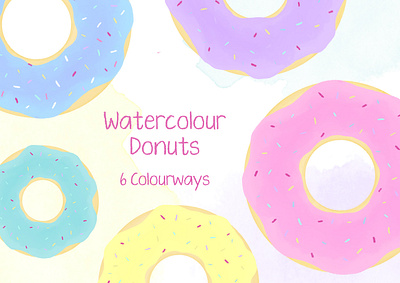 Watercolour Donuts donuts doughnuts sprinkle donuts watercolour donuts