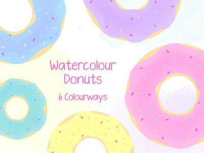 Watercolour Donuts donuts doughnuts sprinkle donuts watercolour donuts