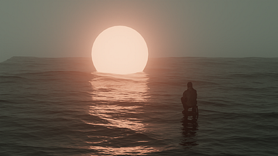 Mer calme 3d sunset