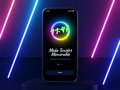 Night Events - Mobile Application animation app club colorful concept dance dark design event glow interface meetup mobile modern night nightlife party ui ux venue