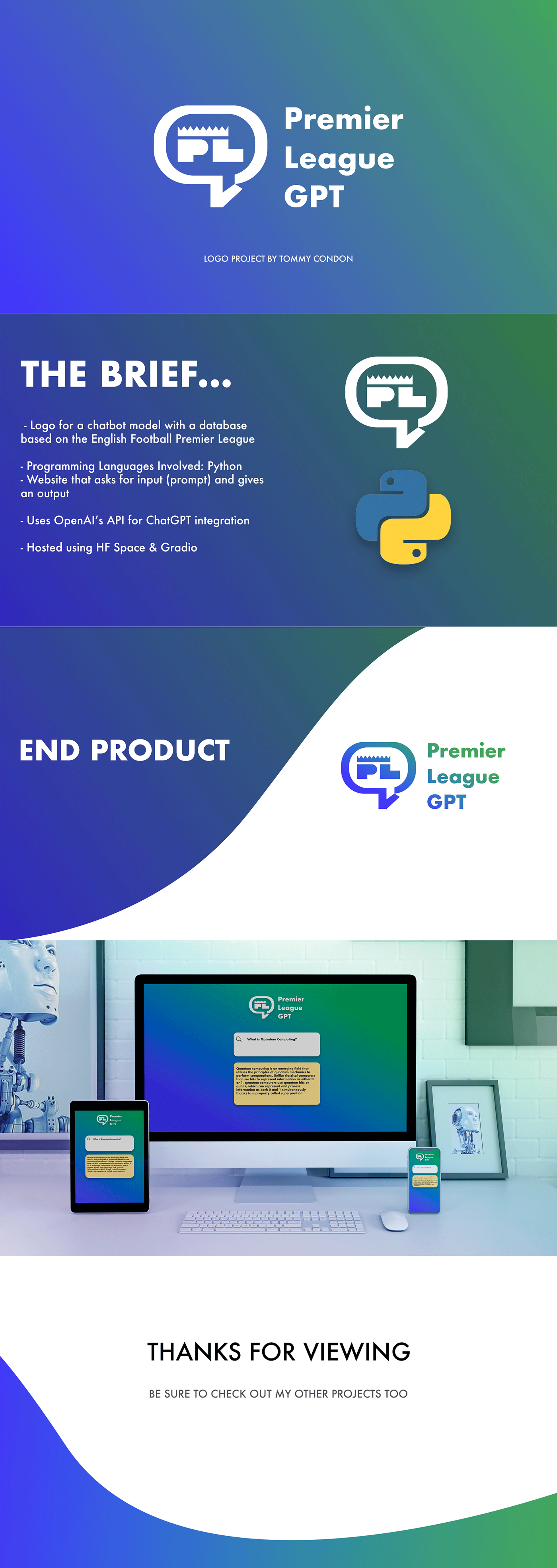 English Football Premier League Chatbot brand identity branding chatbot design football geometric graphic design graphic designer logo logo designer logotype minimalist modern premier league python soccer ui