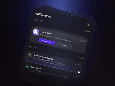 Notifications 🔔 admin bar bootstrap clean crypto dark dash dashboard design gradient illustration menu minimal modal notifications panel ui ui ux web app web design