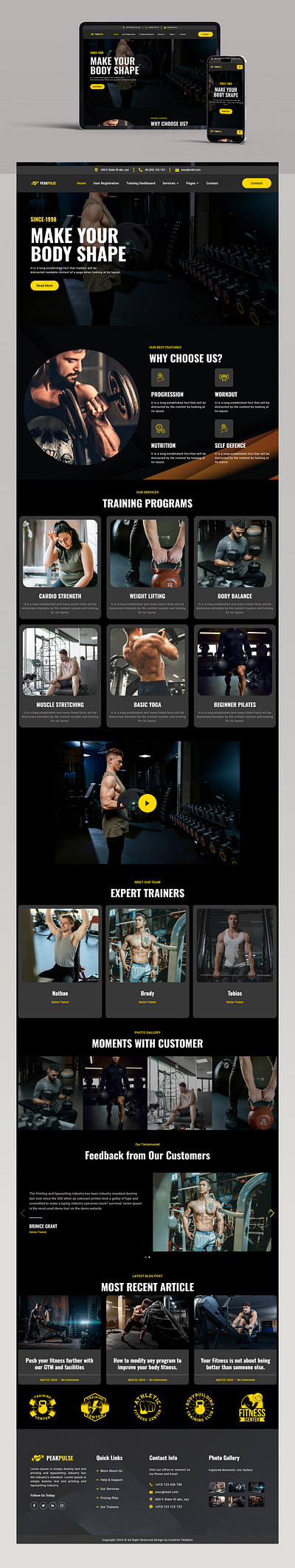 PeakPulse Gym & Fitness Website fitness website gym website modern web design web design web development website design