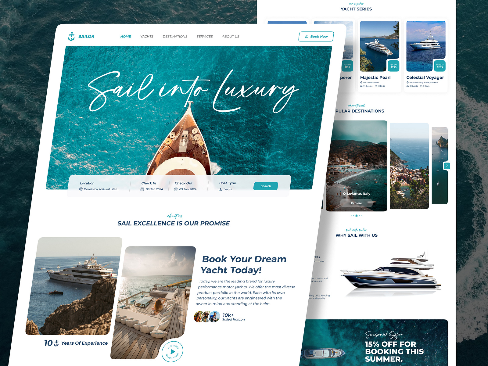 Yacht Company Landing Page | UI Design by Saif Sarwar on Dribbble