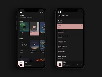 Domino Publishing - Mobile UI app audio branding design graphic design interface mobile music music player player typography ui ux web design