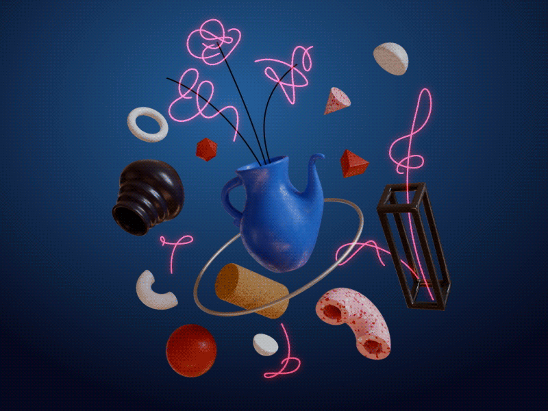 3d things :) 2d 3d animation branding combine cycle dark deforge design gif loop motion graphics neon teapot terrazzo