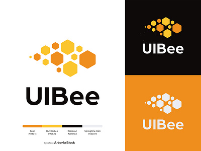 UIBee - Branding ai bee brand branding cloud hive logo swarm ui uibee wireframe