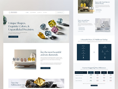 PriExports Landing Page Design diamond diamond website landing page landing page design luxury natural diamond ui website