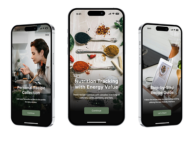 Cooking Mobile App · Recipe App · UI Design · Onboarding Screens app app design design ios ios design mobile app design onboarding onboarding screens product design ui ui design uiux design ux ux design