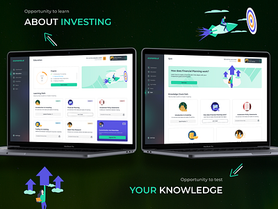 Lessons and Quizzes branding brigit.dev education finances illustration mobile saas ui ux web