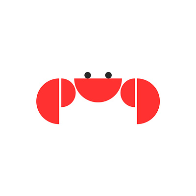 Cute crab animal logo cartoon crab crab crab logo cute crab emblem front view geometric shape illustration kawai animal logo design minimal minimalism design ocean red crab sea seafood seafood logo simple shapes