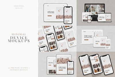 Minimal Modern Device Mockups computer screen elegant mockup iphone laptop minimal mockup minimal modern device mockups mobile mock up mockup phone responsive scence generator scene creator