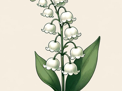 Valley Whisper Art by Aravind Reddy Tarugu aravind art bell shaped flower clean lines delicate design detailed vector elegance floral pattern graceful illustration lily of thev alley nature art reddy soft gradients spring floral tarugu vector verdant green white bloom