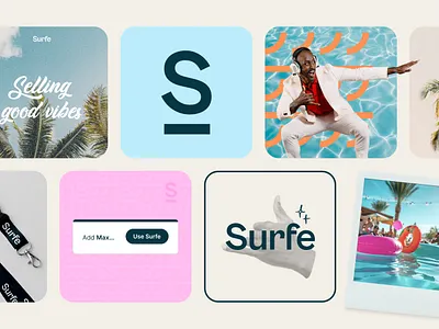 Surfe merchandising animation art direction bento design branding creative direction design design system graphic design illustration lanyard logo merchandising motion graphics photography saas surfe typography ui ui design visual design