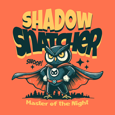 Master of the Night cartoon design funny kittl owl pop culture print on demand printondemand retro superhero t shirt t shirt design tshirtdesign