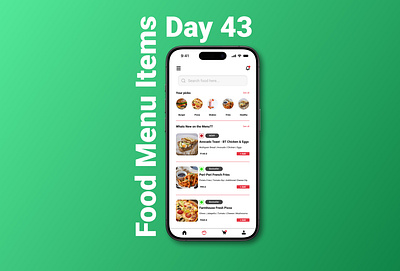 Day #043 Prompt: Food Menu Items #DailyUI #Figma #UIdesign ui