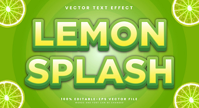 Lemon Splash 3d editable text style Template juice