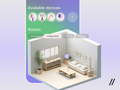 IoT App Mobile IOS Design Concept green home interface iot product design purple remote control smart